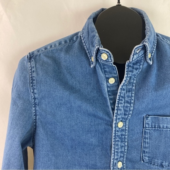 H&m Cotton Denim Button-Down Shirt XS - Picture 2 of 8